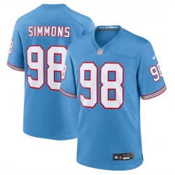 Men Tennessee Titans 98 Jeffery Simmons Light Blue Throwback Player Stitched Game Jersey