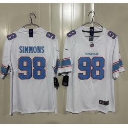 Men Tennessee Titans  98 Jeffery Simmons White 2026 Vapor Limited Stitched Football Jersey