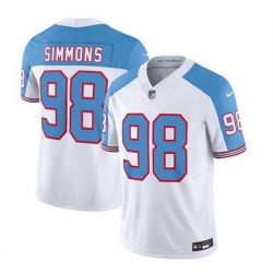 Men Tennessee Titans 98 Jeffery Simmons White Blue 2023 F U S E  Vapor Limited Throwback Stitched Football Jersey