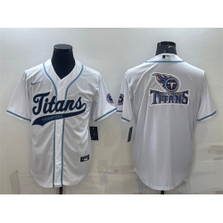 Men Tennessee Titans White Team Big Logo With Patch Cool Base Stitched Baseball Jersey