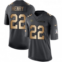 Mens Nike Tennessee Titans 22 Derrick Henry Limited BlackGold Salute to Service NFL Jersey