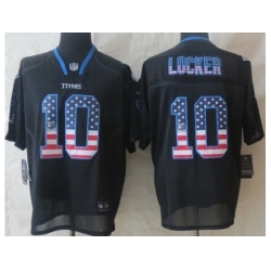 Nike Tennessee Titans 10 Jake Locker Black Elite USA Flag Fashion NFL Jersey