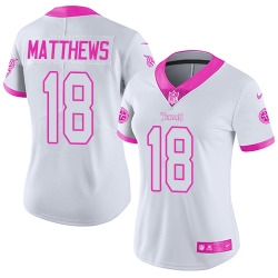 Nike Titans #18 Rishard Matthews White Pink Womens Stitched NFL Limited Rush Fashion Jersey