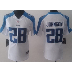 Women Nike Tennessee Titans 28 Chris Johnson White NFL Jerseys