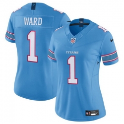Women Tennessee Titans  1 Cameron Ward Light Blue 2026 F U S E  Vapor Limited Stitched Football Jersey