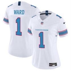 Women Tennessee Titans  1 Cameron Ward White 2026 F U S E  Vapor Limited Stitched Football Jersey