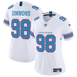 Women Tennessee Titans  98 Cameron Ward White 2026 F U S E  Vapor Limited Stitched Football Jersey