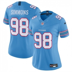 Women Tennessee Titans  98 Jeffery Simmons Light Blue 2026 F U S E  Vapor Limited Stitched Football Jersey