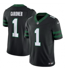 Men New York Jets 1 Ahmad Sauce Gardner Black 2024 F U S E Vapor Untouchable Limited Stitched Jersey