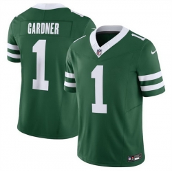 Men New York Jets 1 Ahmad Sauce Gardner Green 2024 F U S E  Vapor Limited Stitched Jersey