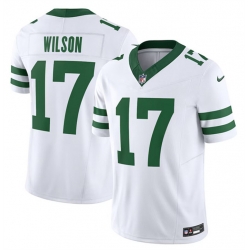 Men New York Jets 17 Garrett Wilson White 2023 F U S E  Vapor Limited Throwback Stitched Football Jersey