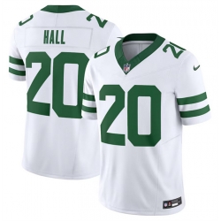 Men New York Jets 20 Breece Hall White 2023 F U S E  Vapor Limited Throwback Stitched Football Jersey