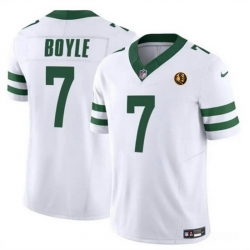Men New York Jets 7 Tim Boyle White 2023 F U S E  Throwback With John Madden Patch Vapor Limited Stitched Football Jersey
