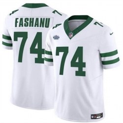 Men New York Jets 74 Olu Fashanu White 2024 F U S E  With Draft Patch Vapor Limited Stitched Jersey