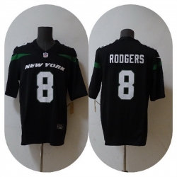 Men New York Jets 8 Aaron Rodgers 2023 F U S E  Black Vapor Untouchable Limited Stitched Jersey