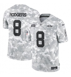 Men New York Jets 8 Aaron Rodgers 2024 Arctic Camo Salute To Service Limited Stitched Football Jersey