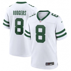 Men New York Jets 8 Aaron Rodgers White Throwback Player Stitched Game Jersey