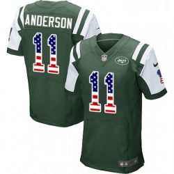 Mens Nike New York Jets 11 Robby Anderson Elite Green Home USA Flag Fashion NFL Jersey