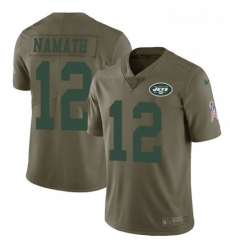 Mens Nike New York Jets 12 Joe Namath Limited Olive 2017 Salute to Service NFL Jersey