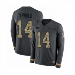 Mens Nike New York Jets 14 Sam Darnold Limited Black Salute to Service Therma Long Sleeve NFL Jersey