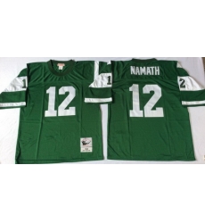 Mitchell And Ness jets #12 Joe Namath green Throwback Stitched NFL Jerseys