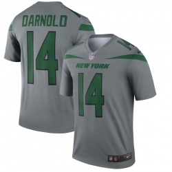 Nike Jets 14 Sam Darnold Gray Inverted Legend Jersey