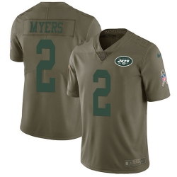 Nike Jets 2 Jason Myers Olive Mens Stitched NFL Limited 2017 Salute to Service Jersey