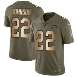 Nike Jets #22 Trumaine Johnson Olive Gold Mens Stitched NFL Limited 2017 Salute To Service Jersey