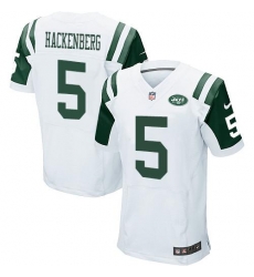 Nike Jets #5 Christian Hackenberg White Mens Stitched NFL Elite Jersey