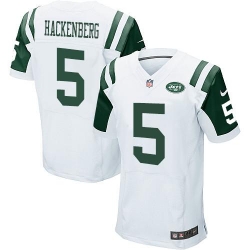 Nike Jets #5 Christian Hackenberg White Mens Stitched NFL Elite Jersey