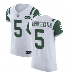 Nike Jets #5 Teddy Bridgewater White Mens Stitched NFL Vapor Untouchable Elite Jersey