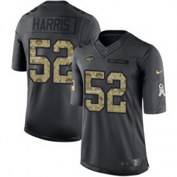 Nike Jets #52 David Harris Black Mens Stitched NFL Limited 2016 Salute to Service Jersey