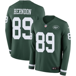 Nike Jets #89 Chris Herndon Green Team Color Men Stitched NFL Limited Therma Long Sleeve Jersey