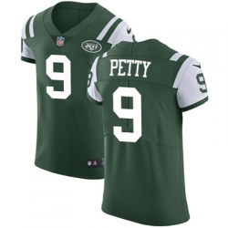 Nike Jets #9 Bryce Petty Green Team Color Mens Stitched NFL Vapor Untouchable Elite Jersey