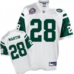 Reebok New York Jets 28 Curtis Martin White Hall of Fame 2012 Replica Throwback NFL Jersey