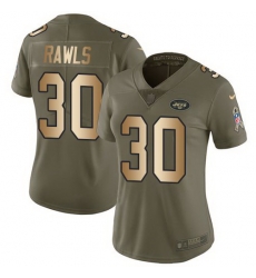 Nike Jets 30 Thomas Rawls Olive Gold Women Salute To Service Limited Jersey