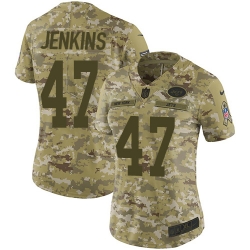 Nike Jets #47 Jordan Jenkins Camo Women Stitched NFL Limited 2018 Salute to Service Jersey