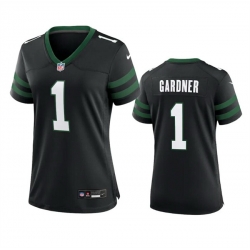 Women New York Jets 1 Sauce Gardner Black 2024 Stitched Football Jersey