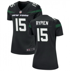 Women New York Jets 15 Brett Rypien Black Stitched Football Jersey 28Run Small 29
