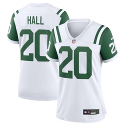 Women New York Jets 20 Breece Hall White Classic Alternate Stitched Jersey