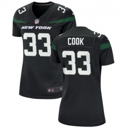 Women New York Jets 33 Dalvin Cook Black Stitched Football Jersey  Run Small