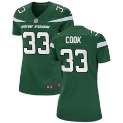 Women New York Jets 33 Dalvin Cook Green Stitched Football Jersey  Run Small