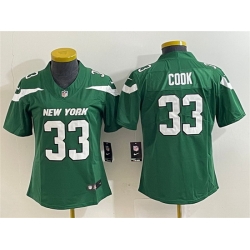 Women New York Jets 33 Dalvin Cook Green Vapor Untouchable Limited Stitched Football Jersey  Run Small