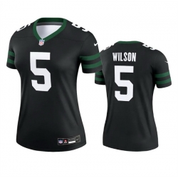 Women New York Jets 5 Garrett Wilson Black 2024 Stitched Football Jersey