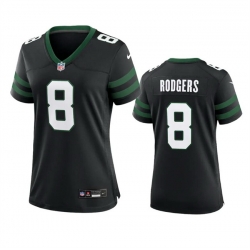 Women New York Jets 8 Aaron Rodgers Black 2024 Stitched Football Jersey