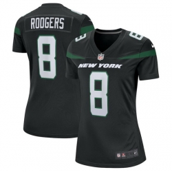 Women New York Jets 8 Aaron Rodgers Black Stitched Game Football Jersey