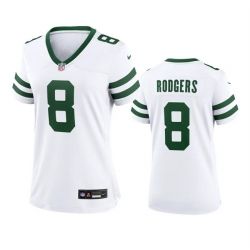 Women New York Jets 8 Aaron Rodgers White 2024 Stitched Football Jersey