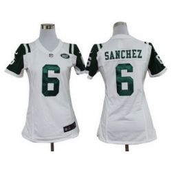 Women Nike New York Jets 6# Mark Sanchez White Jerseys