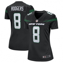 Women's New York Jets #8 Aaron Rodgers Black Stitched Game Football Jersey