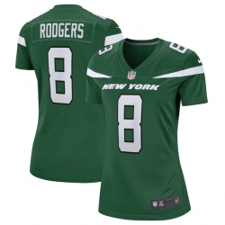 Women's New York Jets #8 Aaron Rodgers Green Stitched Game Football Jersey